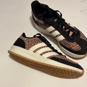Adidas Women's Leopard Print Sneakers - Black and Brown
